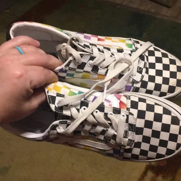 Vans ward rainbow Checherboard white Black multicolor - Picture 3 of 3